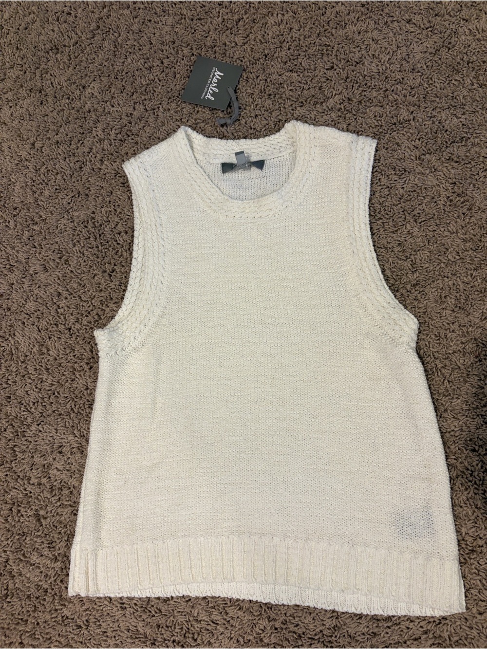Marled Cream Knit Sleeveless Tank Top